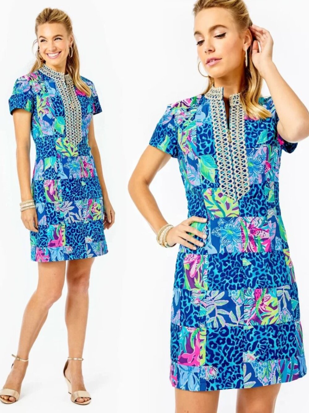 Lilly Pulitzer Adrena tunic dress Lillys Party Patch patchwork crochet trim NWT